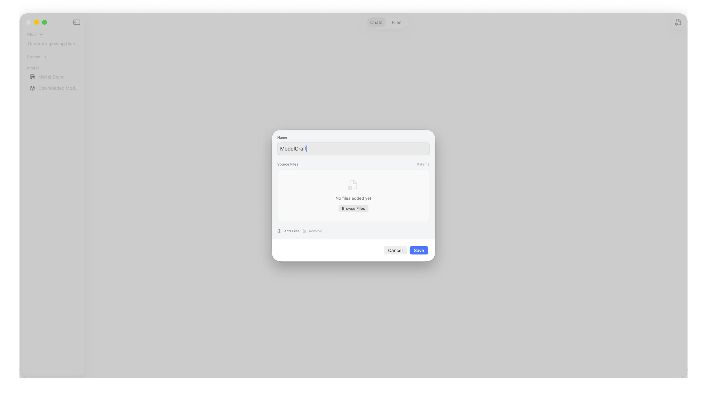 ModelCraft project view